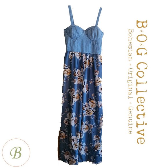Band of Gypsies Pants - BOG Collective Floral and Denim jumpsuit NWT  Small